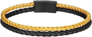 Men Strand Leather Rope Bracelet Matte Black Stainless Steel Buckle Accessories Handmade Jewelry Gifts