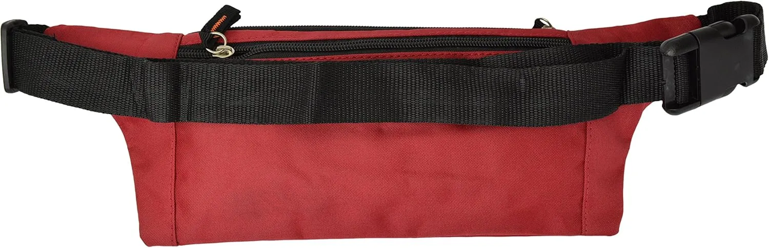 Men Women Water Repellant Waist Bum Bag Fanny Pack Zipper Outdoor Sports (Red)