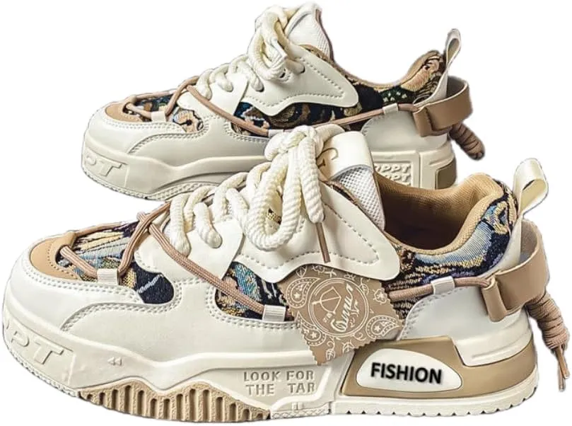 Men's Fashion Street Style Skateboard Shoes, Low-Top Lace-Up Casual Sneakers for All Seasons
