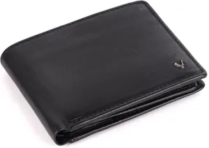 Men's Genuine Italian Leather Bifold Wallet - Sleek & Minimalist, RFID Protected, ID Window Flap, Card Holder, Gift for Him (Black)