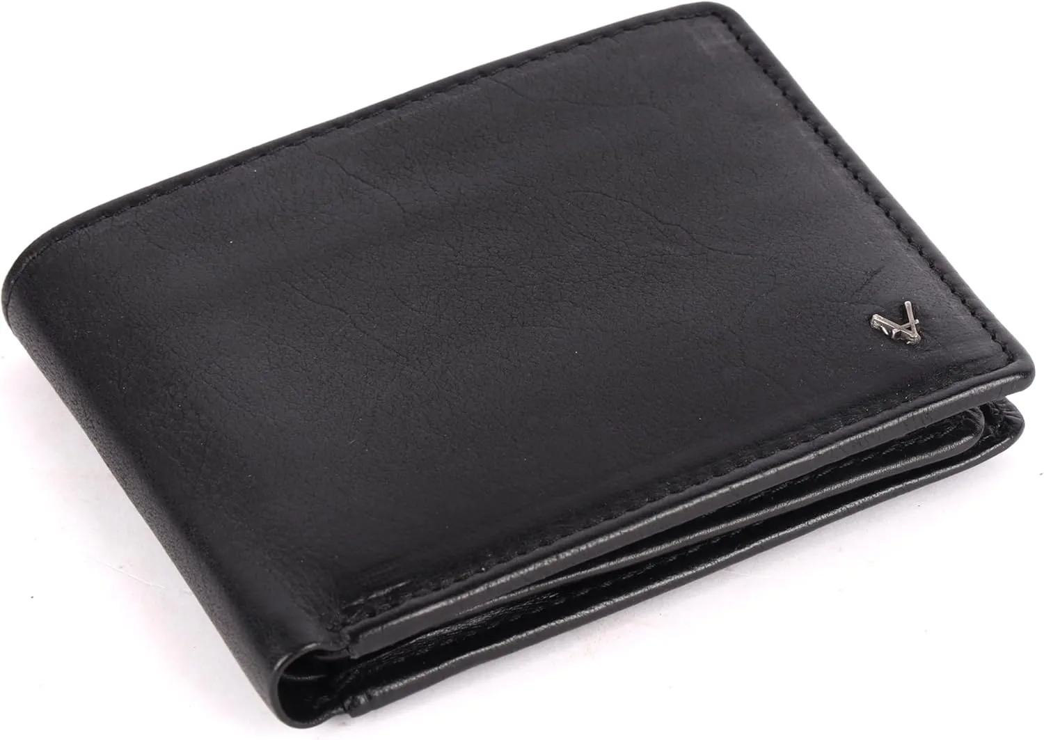 Men's Genuine Italian Leather Bifold Wallet - Sleek & Minimalist, RFID Protected, ID Window Flap, Card Holder, Gift for Him (Black)