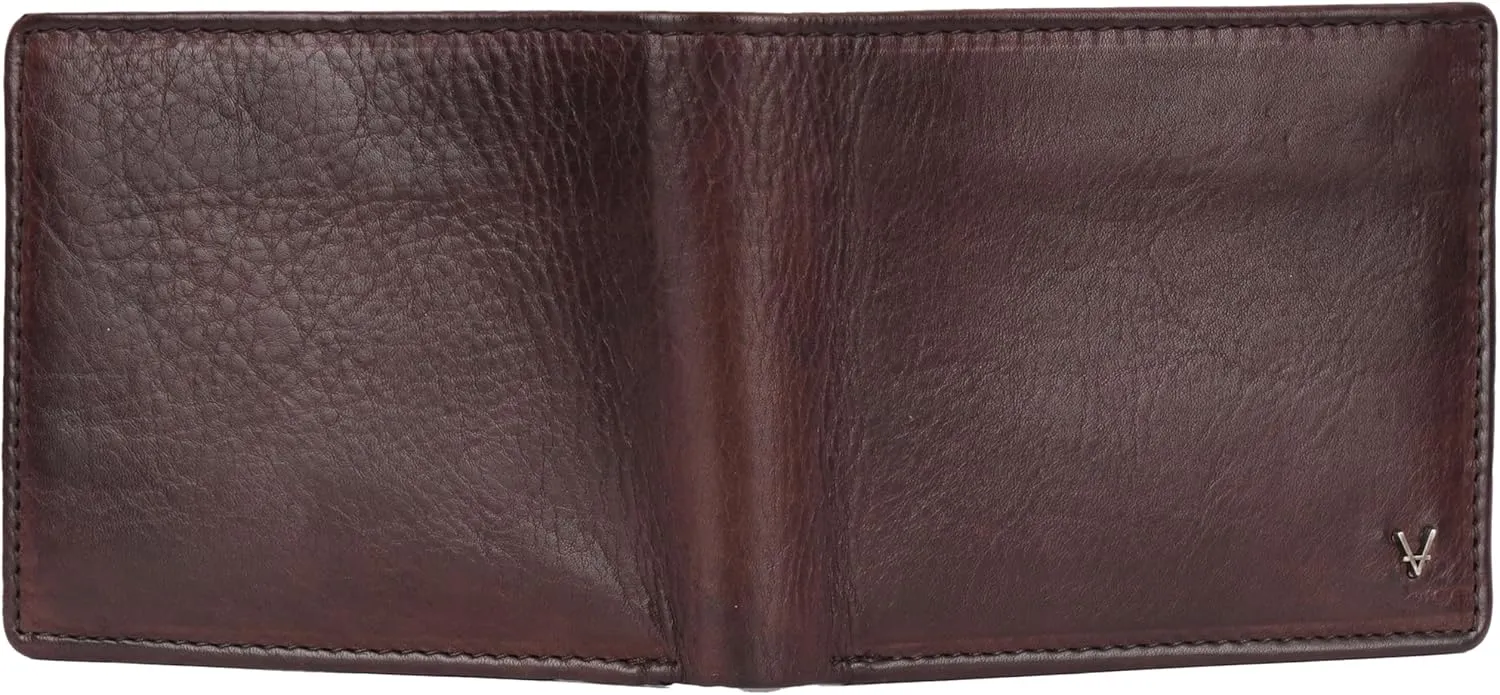 Men's Genuine Italian Leather Bifold Wallet - Sleek & Minimalist, RFID Protected, ID Window Flap, Card Holder, Gift for Him (Brown)