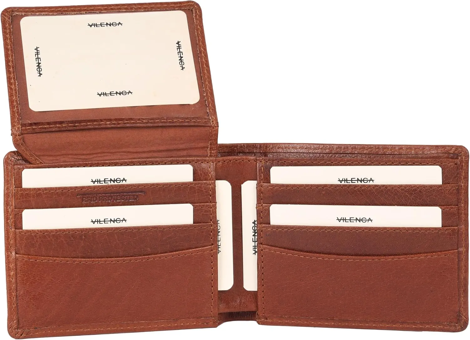 Men's Genuine Italian Leather Bifold Wallet - Sleek & Minimalist, RFID Protected, ID Window Flap, Card Holder, Gift for Him (Tan)