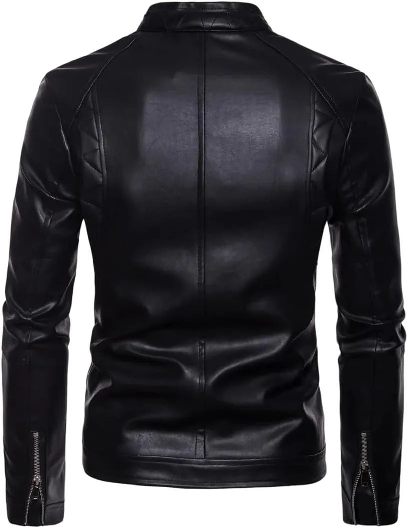 Men's Handsome Motorcycle Black Genuine Leather Rider Jacket Slim Fit Spring Autumn Stylish Moto Racer Winter Jacket