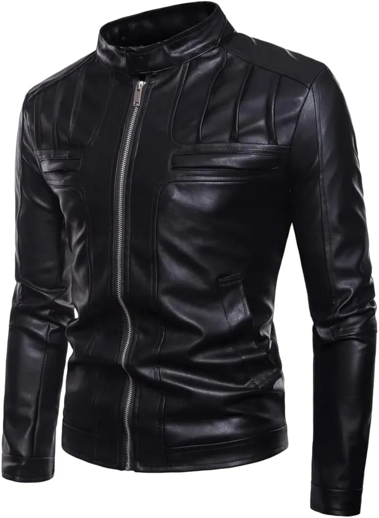 Men's Handsome Motorcycle Black Genuine Leather Rider Jacket Slim Fit Spring Autumn Stylish Moto Racer Winter Jacket