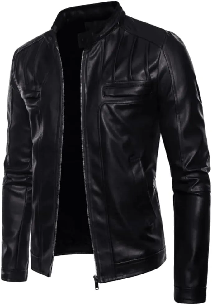 Men's Handsome Motorcycle Black Genuine Leather Rider Jacket Slim Fit Spring Autumn Stylish Moto Racer Winter Jacket