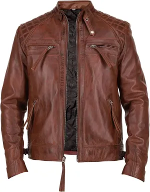 Men's Leather Jacket, Biker Style, Multiple Pockets, Black
