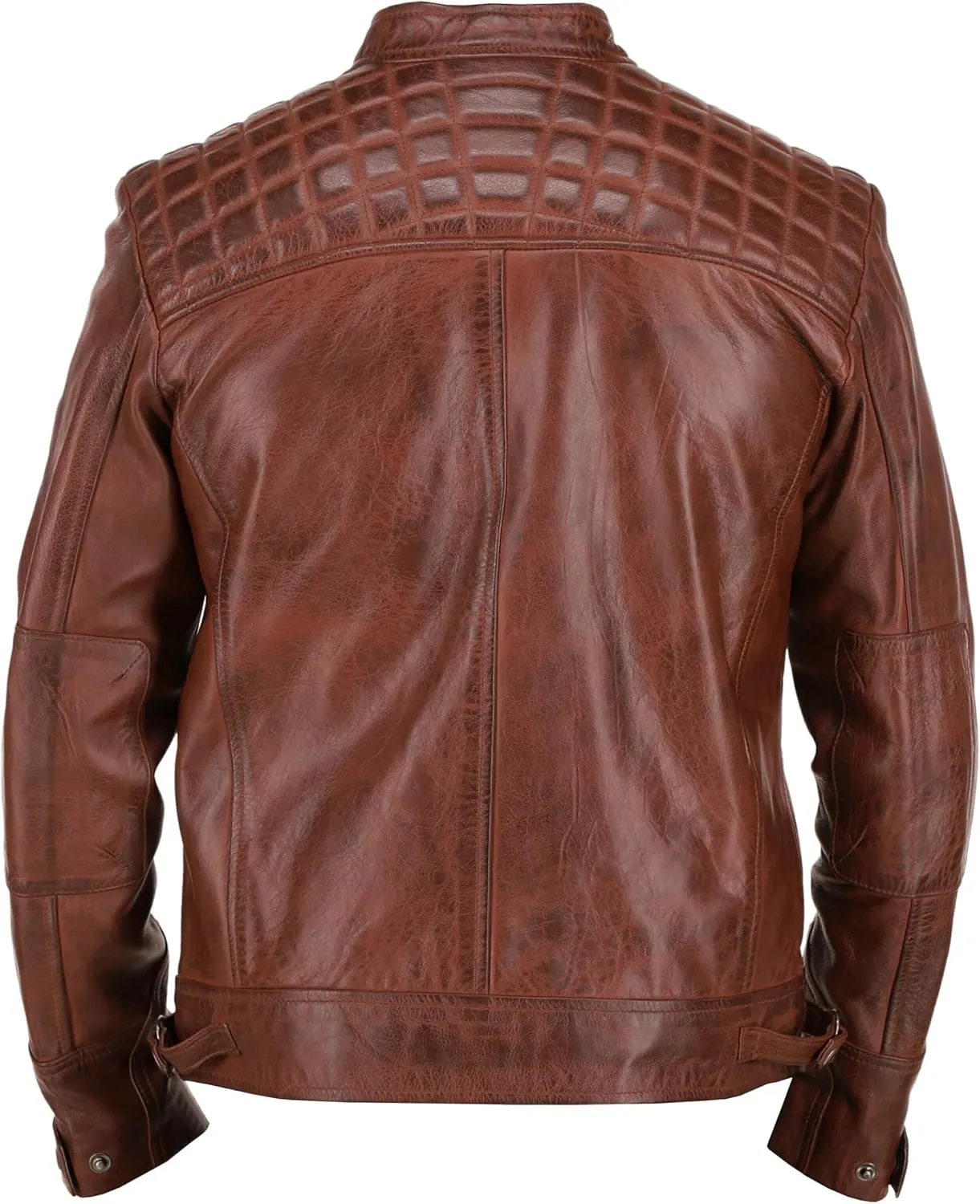 Men's Leather Jacket, Biker Style, Multiple Pockets, Black