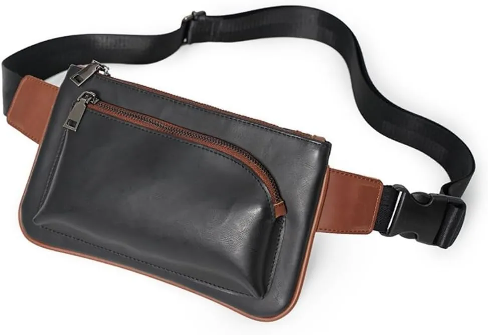 Men's Leather Sling Bag,Chest Shoulder Backpack, Water waterproof Crossbody Bag