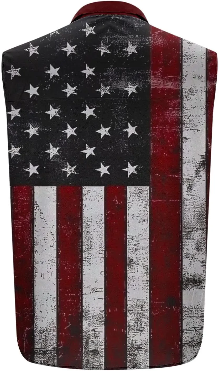 Mens Muscle Tank Tops American Flag Graphic Cargo Shirts Sleeveless Independence Patriotic Shirts 4th of July Outfits