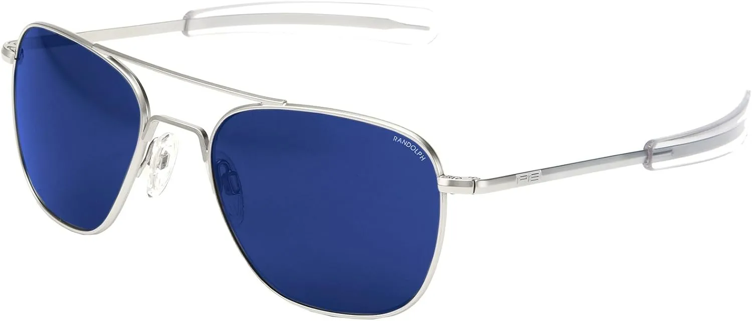 Mens or Womens Aviator Sunglasses, Matte Chrome, Classic, Polarized and Non-Polarized with UV Protection by Randolph USA