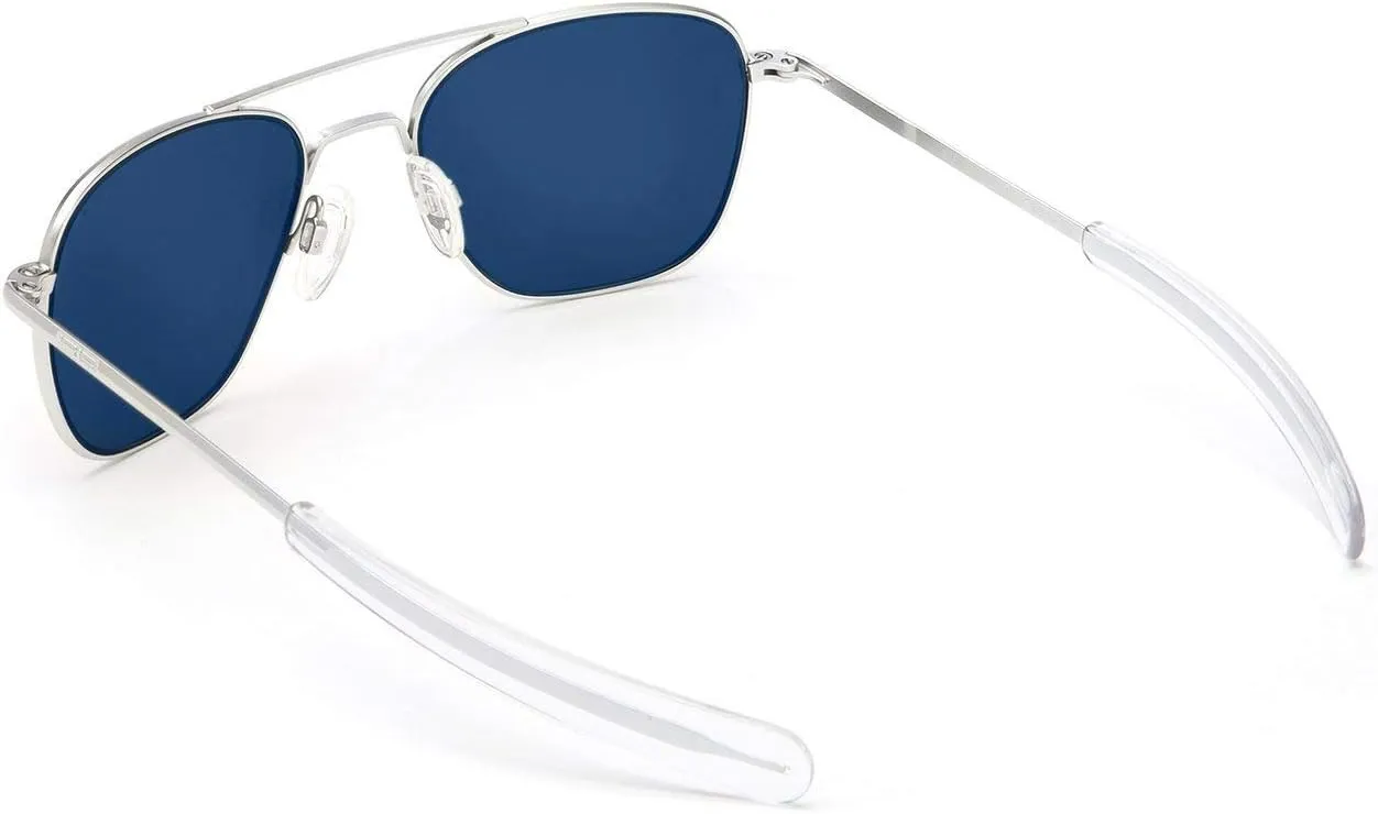 Mens or Womens Aviator Sunglasses, Matte Chrome, Classic, Polarized and Non-Polarized with UV Protection by Randolph USA