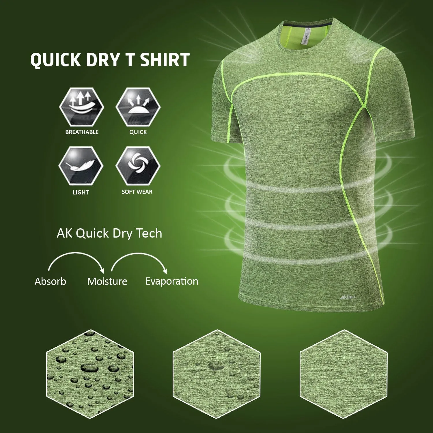 Mens Running Dry Fit T-Shirt Athletic Outdoor Short Sleeve Comfortable Sports Top