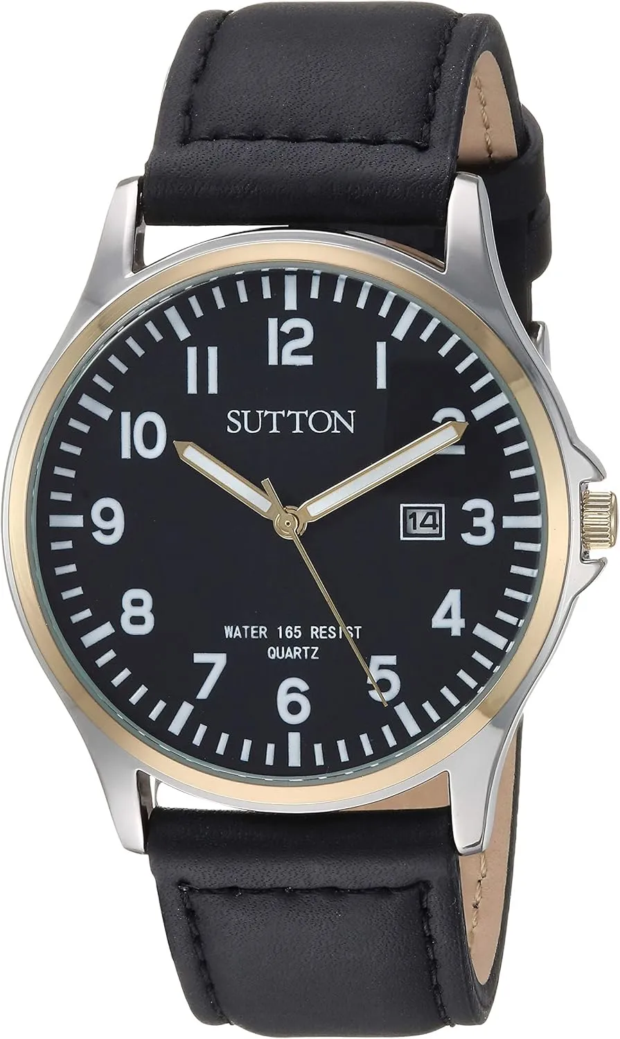 Men's SU/5015BKTT Date Function Two-Tone and Black Leather Strap Watch
