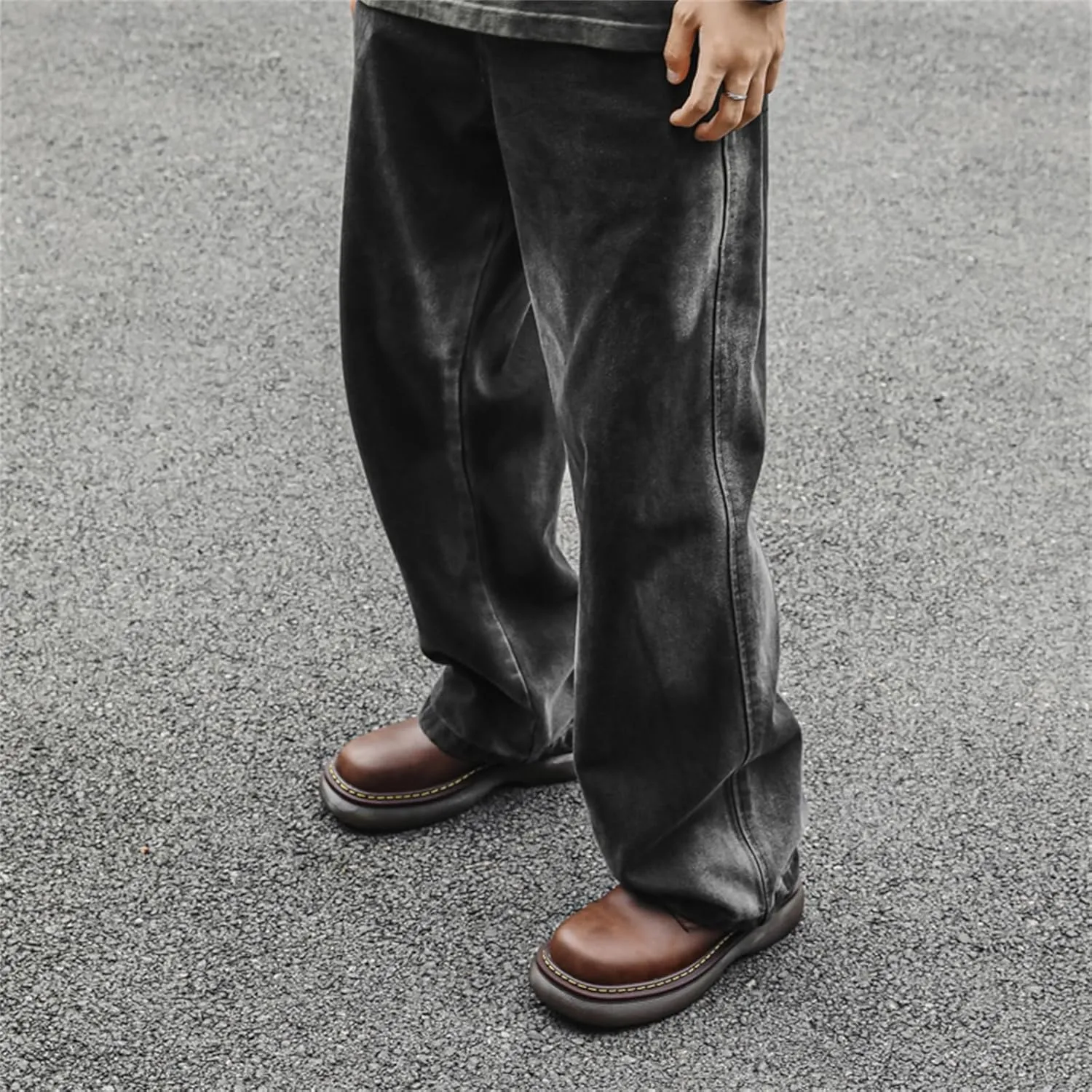 Men's Vintage Platform Genuine Leather Fashion Dress Sneakers Business Round Toe Oxfords Shoes Casual Chunky Derby Shoes