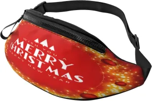 Merry Christmas Balls Fanny Pack, Crossbody Waist Packs for Women Men Waist Bags with Adjustable Strap for Travel Running Hiking Sport