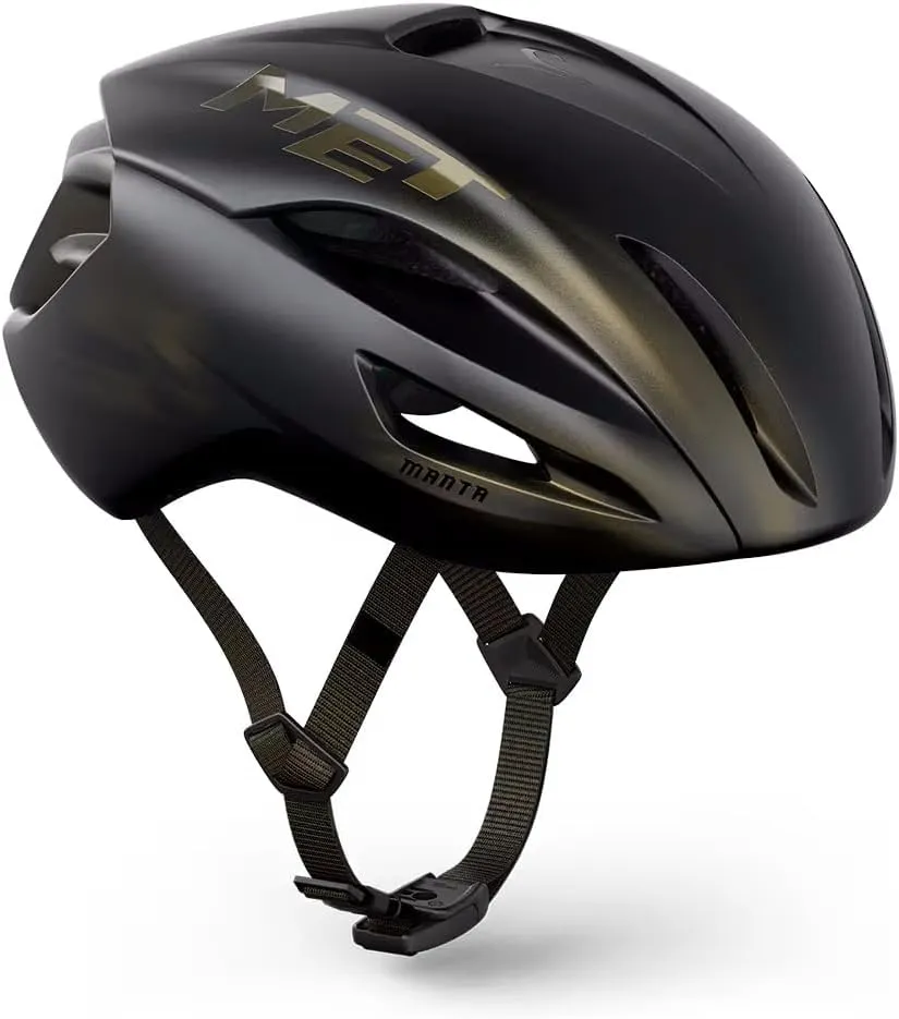 MET Manta Aerodynamic Cycling Helmet Tadej Pogačar Blačk Edition - Black with Golden Veins