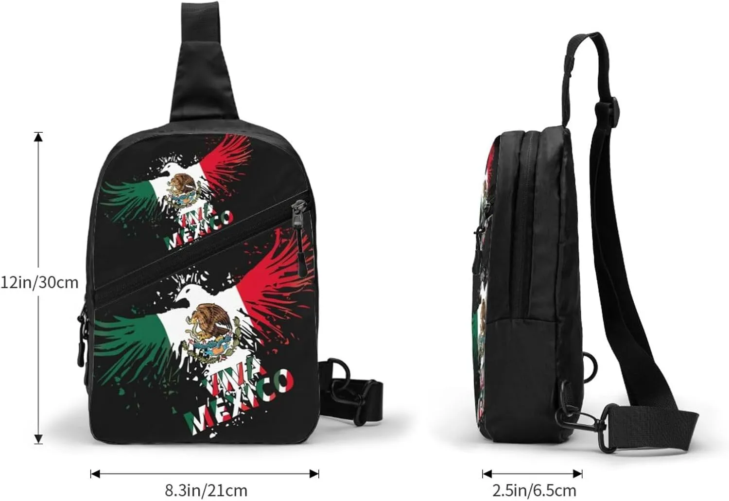 Mexico Eagle Mexican MX National Flags Portable Crossbody Bag Foldable Sling Bags Sports Gym Chest Daypack Reusable Shoulder Backpack Casual Diagonally Rucksack Fanny Packs