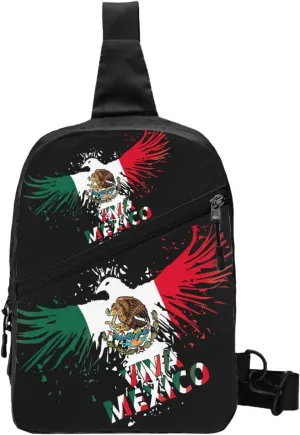 Mexico Eagle Mexican MX National Flags Portable Crossbody Bag Foldable Sling Bags Sports Gym Chest Daypack Reusable Shoulder Backpack Casual Diagonally Rucksack Fanny Packs