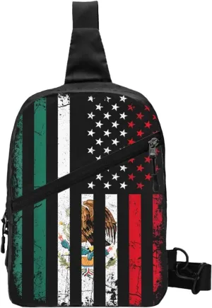 Mexico Mexican Eagle Flag Portable Crossbody Bag Foldable Sling Bags Sports Gym Chest Daypack Reusable Shoulder Backpack Casual Diagonally Rucksack Fanny Packs