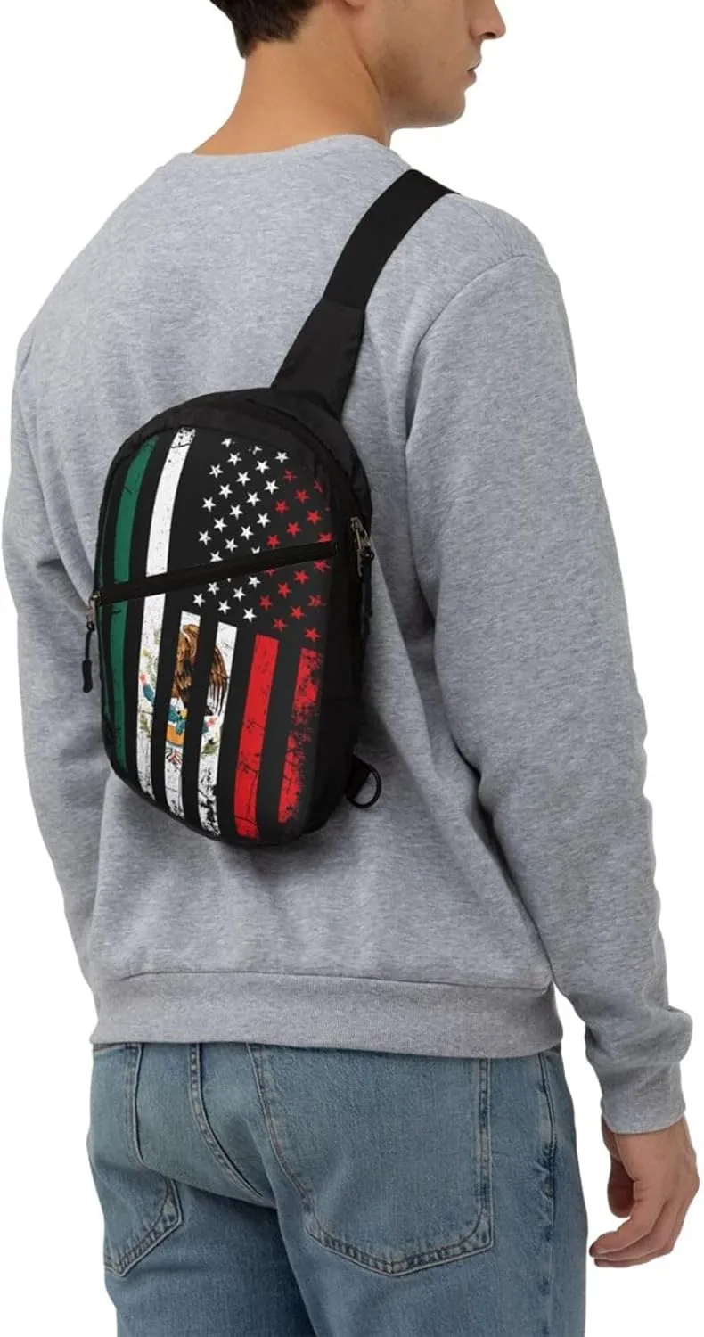 Mexico Mexican Eagle Flag Portable Crossbody Bag Foldable Sling Bags Sports Gym Chest Daypack Reusable Shoulder Backpack Casual Diagonally Rucksack Fanny Packs