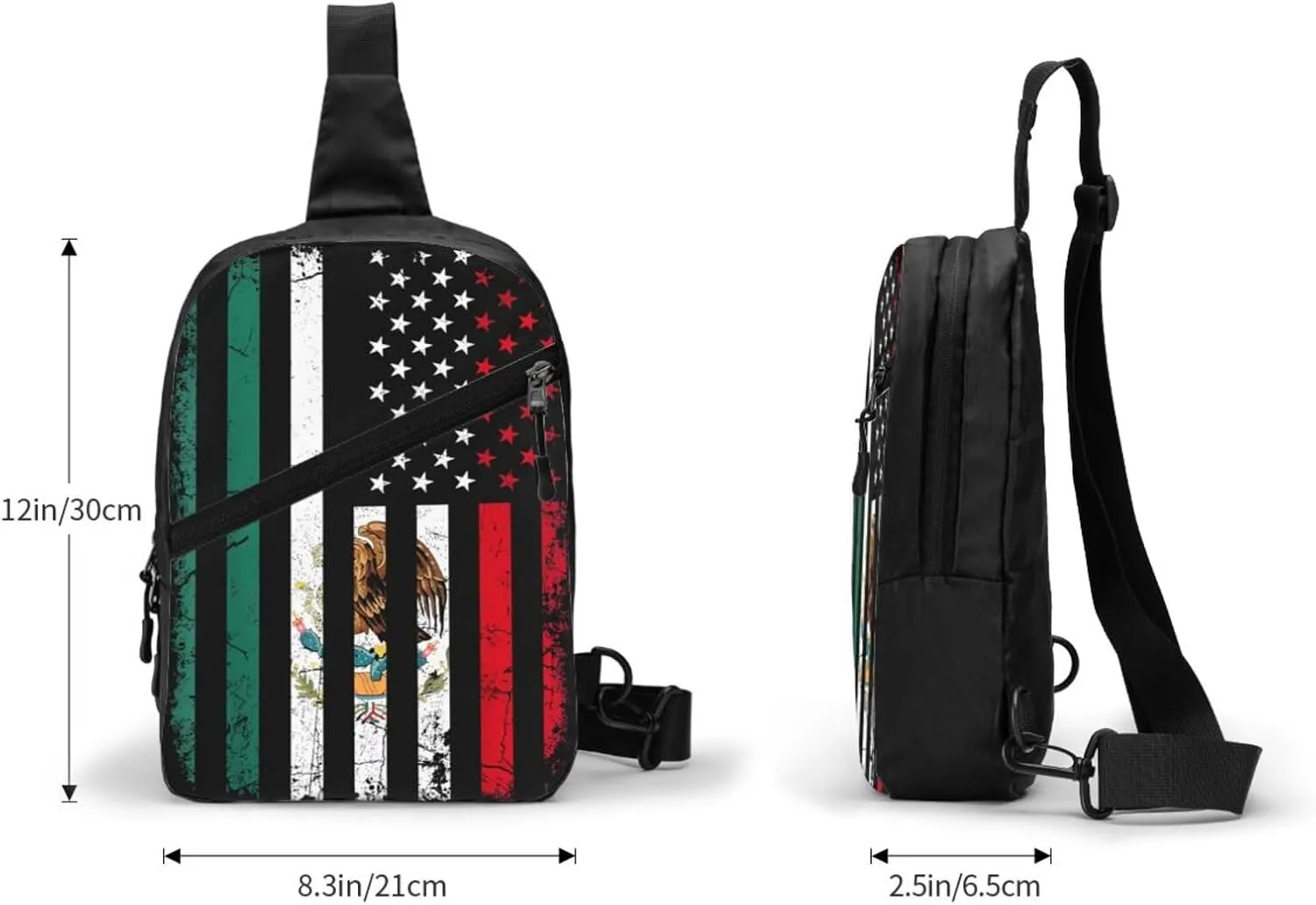 Mexico Mexican Eagle Flag Portable Crossbody Bag Foldable Sling Bags Sports Gym Chest Daypack Reusable Shoulder Backpack Casual Diagonally Rucksack Fanny Packs