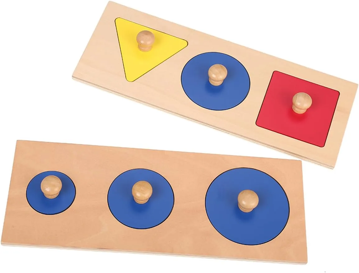 MEYOR Montessori Materials Wooden Geometric Insets Puzzles Toddler Early Sensorial Development Preschool Toys