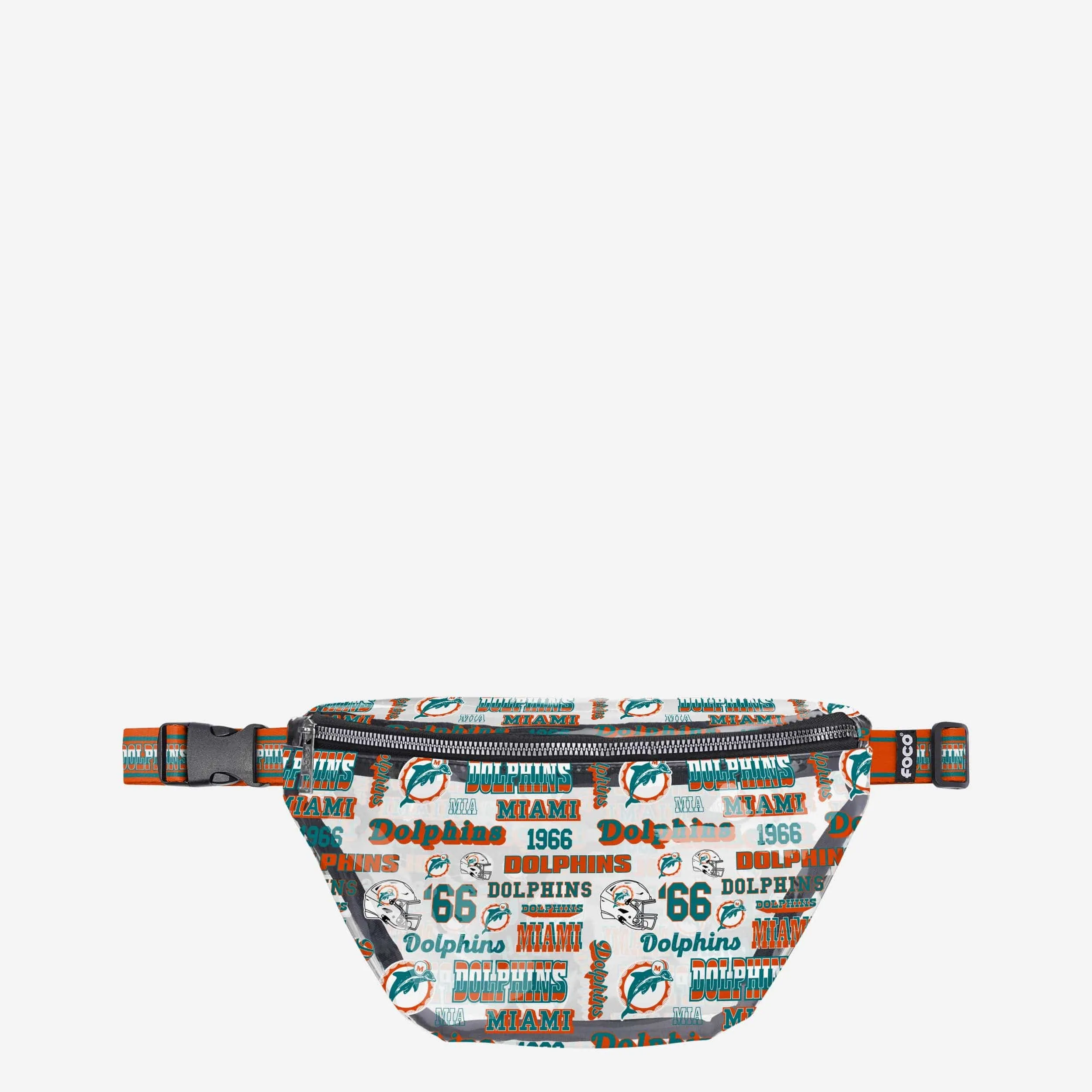 Miami Dolphins Repeat Retro Print Clear Fanny Pack