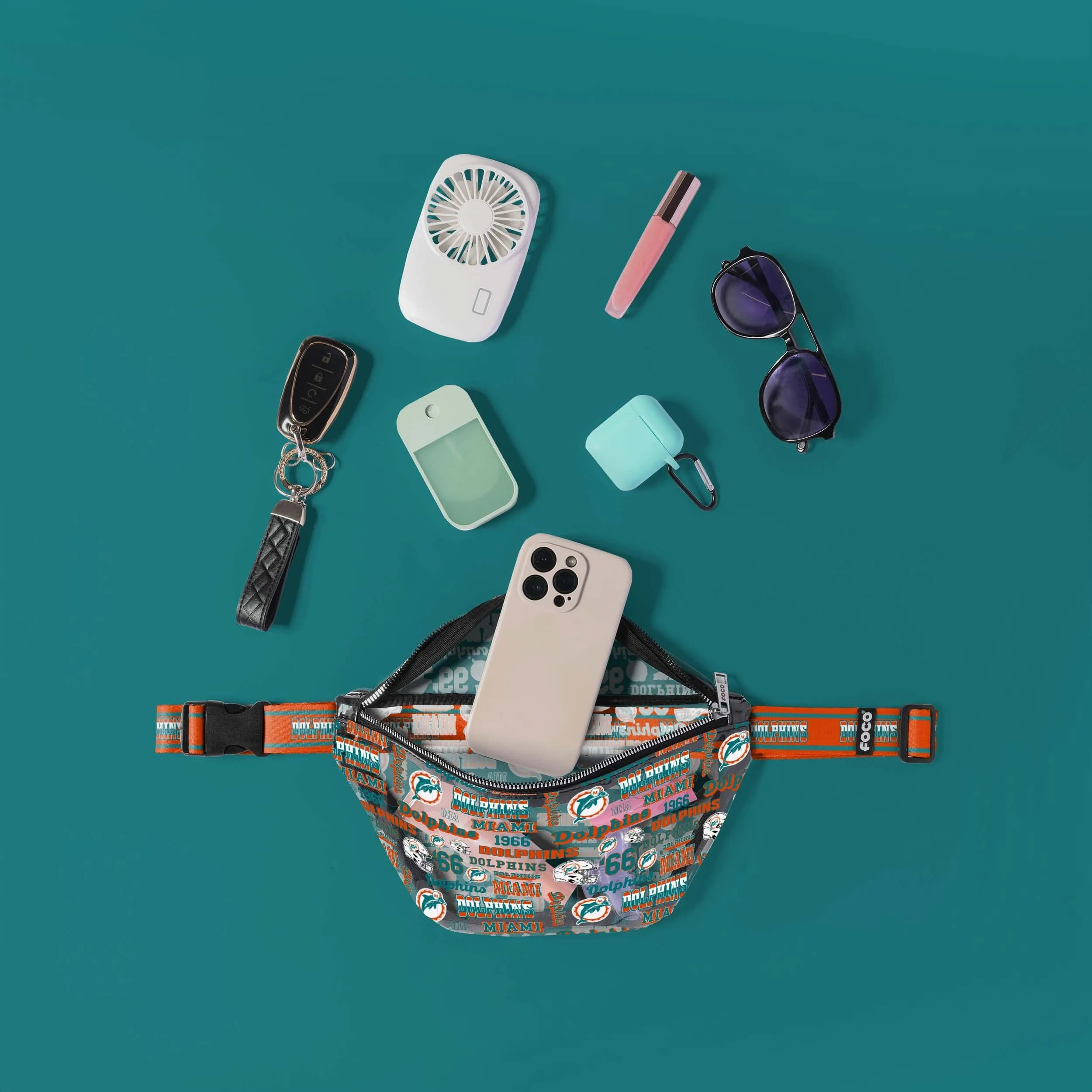 Miami Dolphins Repeat Retro Print Clear Fanny Pack