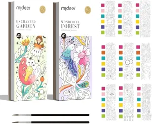 MiDeer Watercolor Painting Book for Kids Ages 4-8, Pocket Watercolor Painting Book Arts and Crafts for Toddlers, Travel Activities Paint with Water Coloring Book Set for Kids 3-8 (2 Packs)