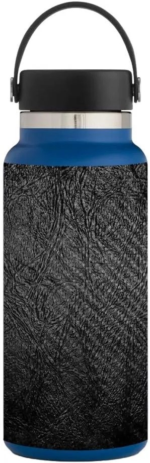 MightySkins Carbon Fiber Skin for Hydro Flask 32 oz. Wide Mouth - Black Leather | Protective, Durable Textured Carbon Fiber Finish | Easy to Apply | Made in The USA
