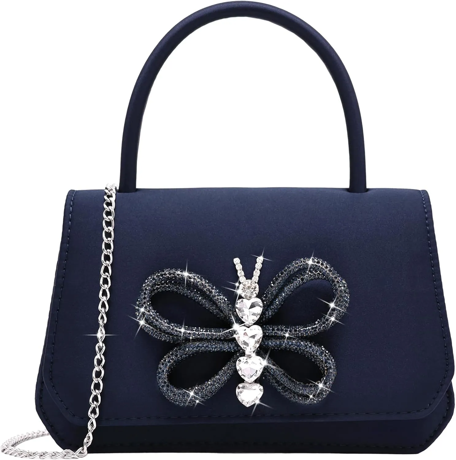 Milisente Clutch Purses For Women Butterfly Crystals Clutch Evening Bags Formal Wedding Elegant With Top Handle