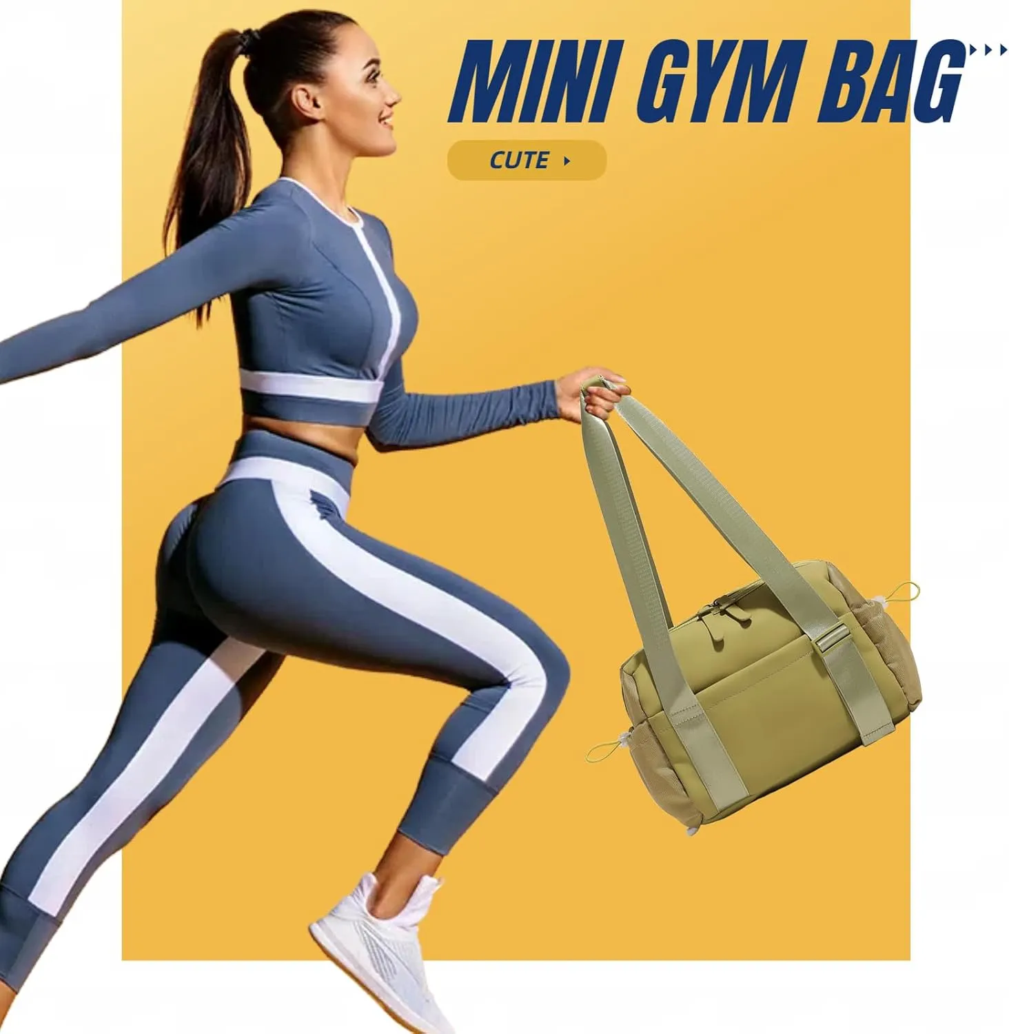 Mini Gym Bag for Women & Girls with Wet Compartment Small Gym Tote Bag Waterproof Travel Duffle Bag Cute Workout Sports Bag, Grenn