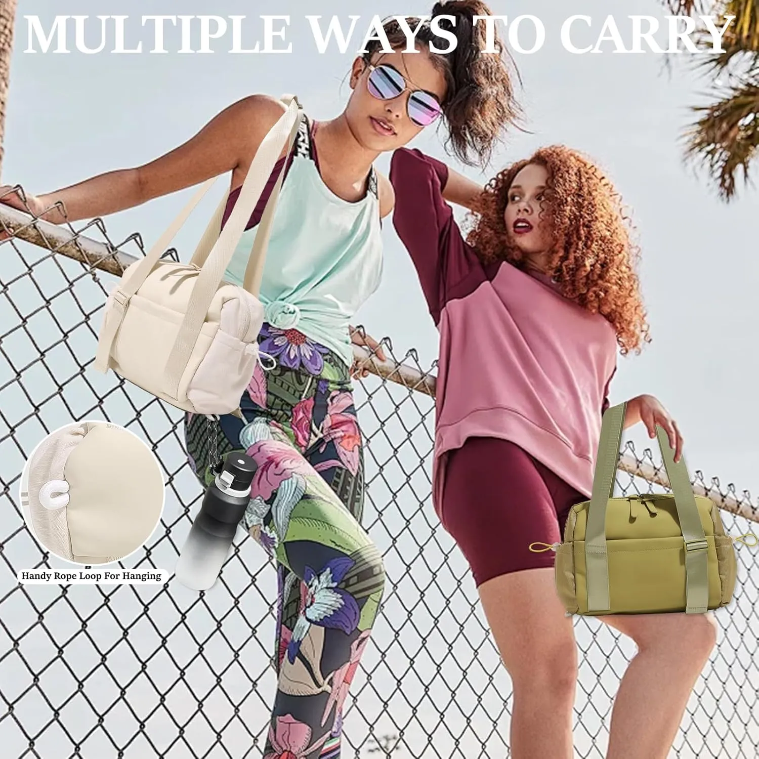 Mini Gym Bag for Women & Girls with Wet Compartment Small Gym Tote Bag Waterproof Travel Duffle Bag Cute Workout Sports Bag, Grenn