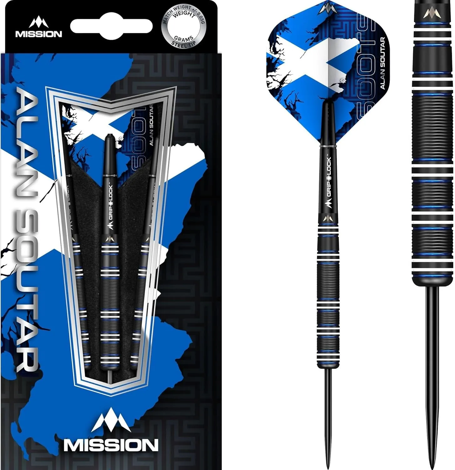 Mission Darts Alan Soutar | 90% Tungsten Straight Barrel Pro Player Steel Tip Dart Set | Standard & Titanium | Multiple Weights and Styles Available