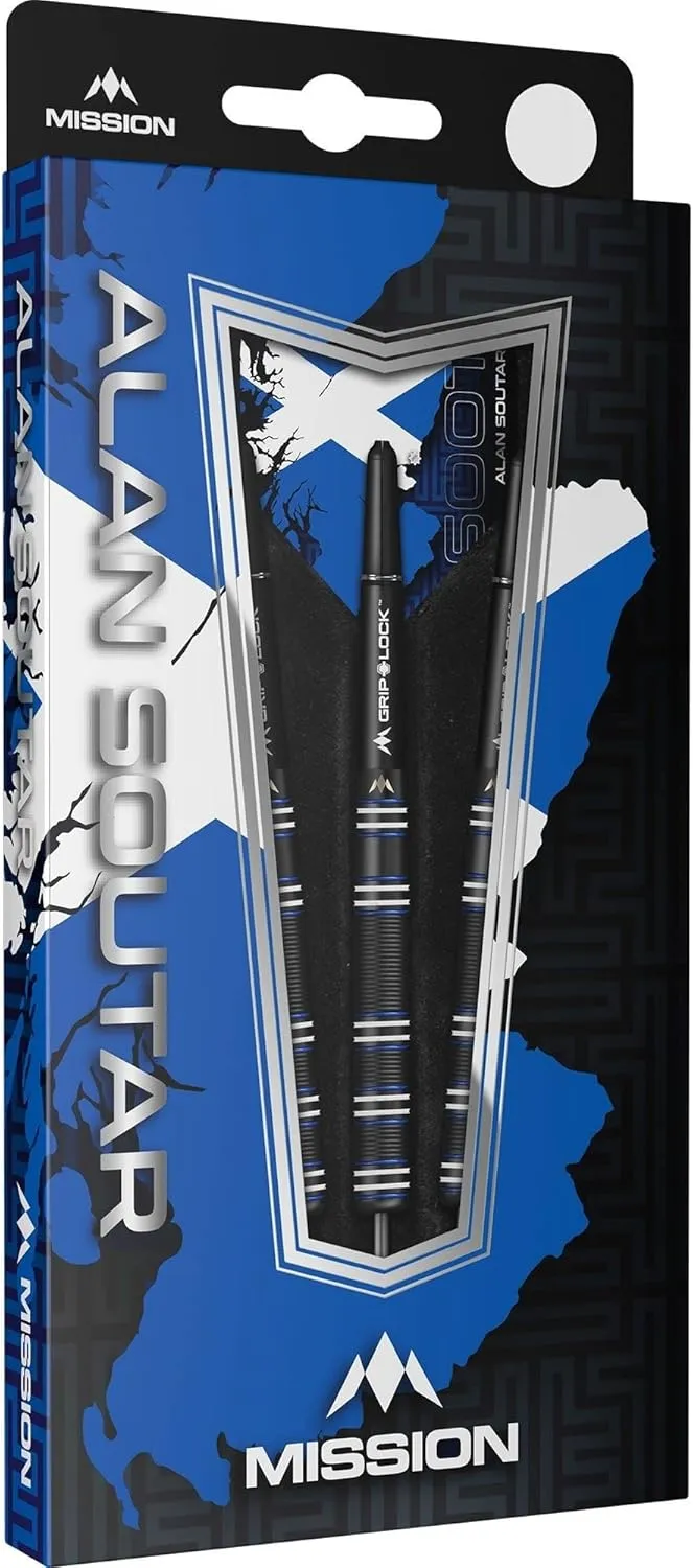Mission Darts Alan Soutar | 90% Tungsten Straight Barrel Pro Player Steel Tip Dart Set | Standard & Titanium | Multiple Weights and Styles Available