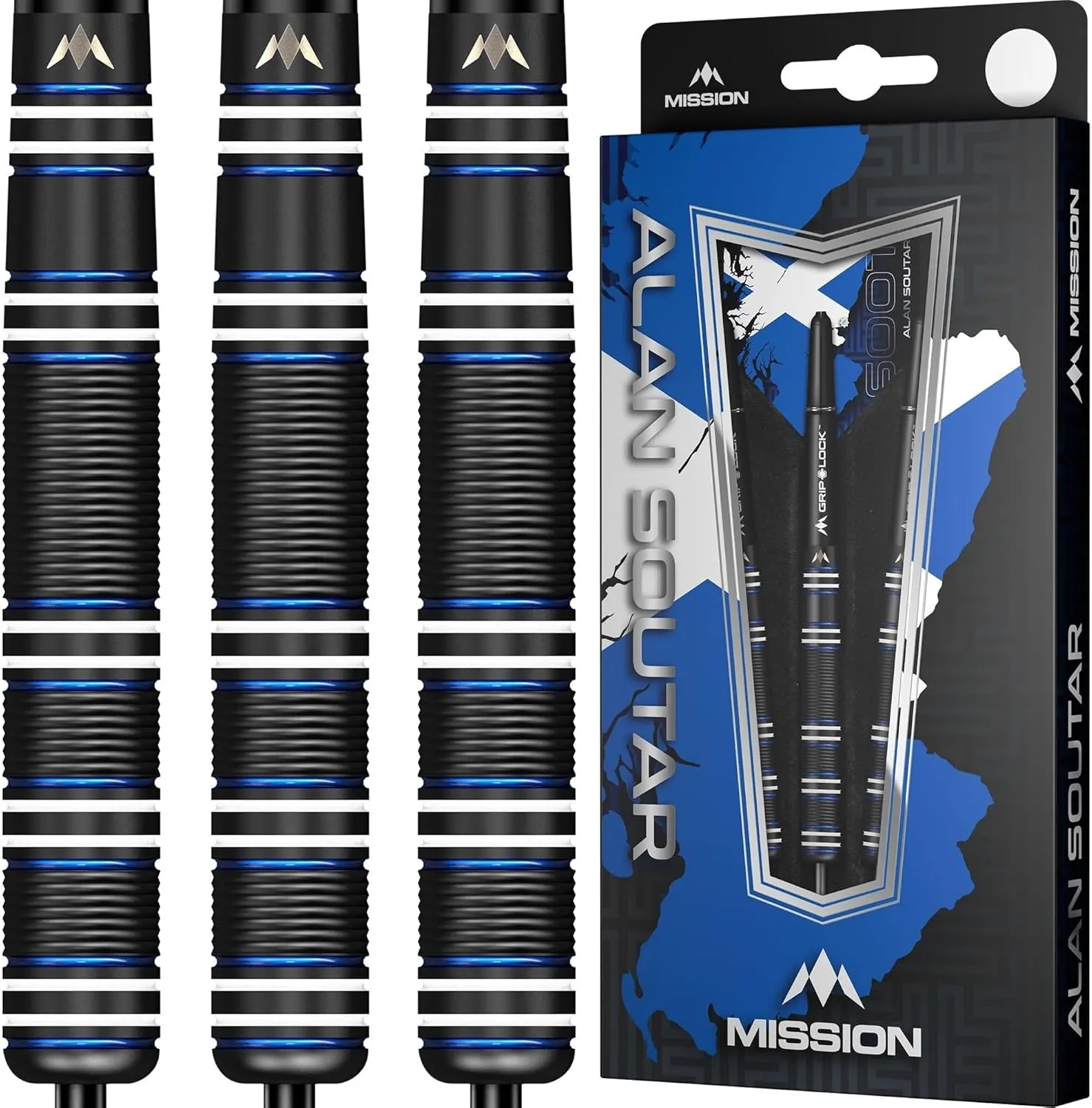 Mission Darts Alan Soutar | 90% Tungsten Straight Barrel Pro Player Steel Tip Dart Set | Standard & Titanium | Multiple Weights and Styles Available
