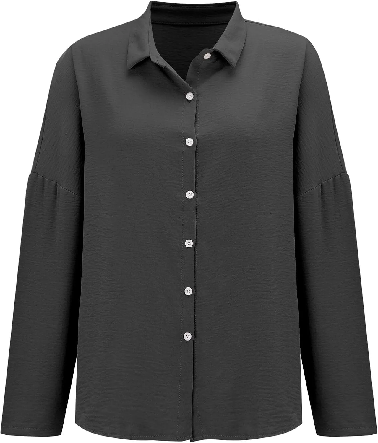 Miyaomn Womens Button Down Dress Shirts Cotton Linen Long Sleeve Collared Blouse Lightweight Slim Fit Solid V Neck Casual Top