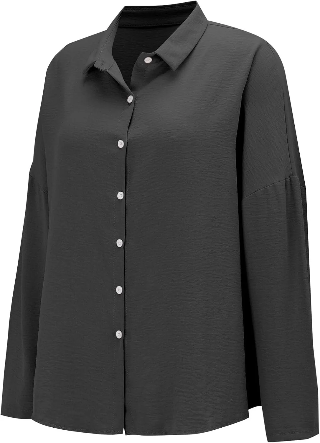 Miyaomn Womens Button Down Dress Shirts Cotton Linen Long Sleeve Collared Blouse Lightweight Slim Fit Solid V Neck Casual Top