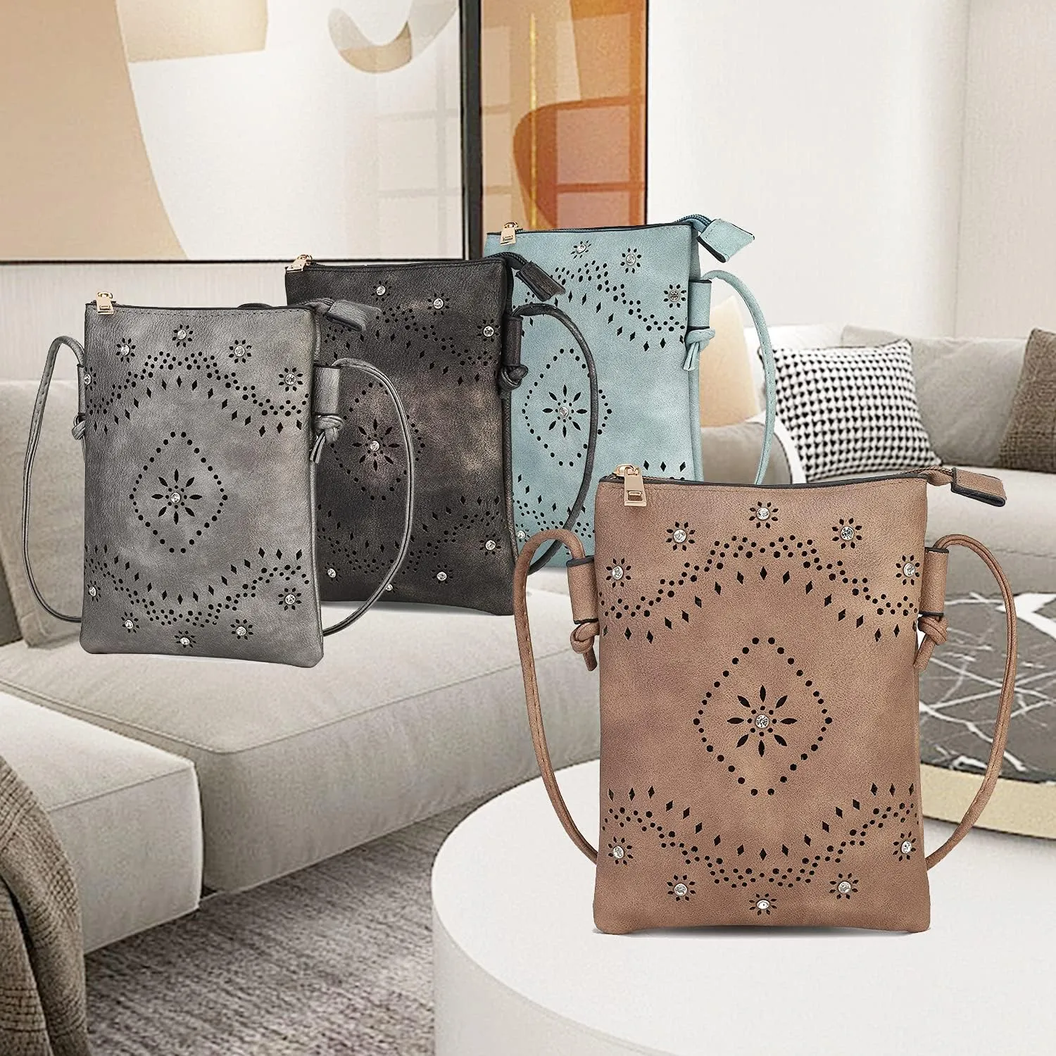 MKF Collection Crossbody Bags for Women Handbag, PU Leather Crossover, Small Shoulder Side Messenger Purse