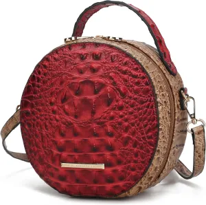 MKF Collection Round Bag for Women, Vegan Leather Circle Crossbody Bag Shoulder Purse by Mia K