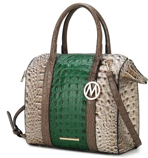 MKF Collection Satchel bag for Women, Crocodile-embossed Vegan Leather Top-Handle Crossbody Handbag Purse By Mia K