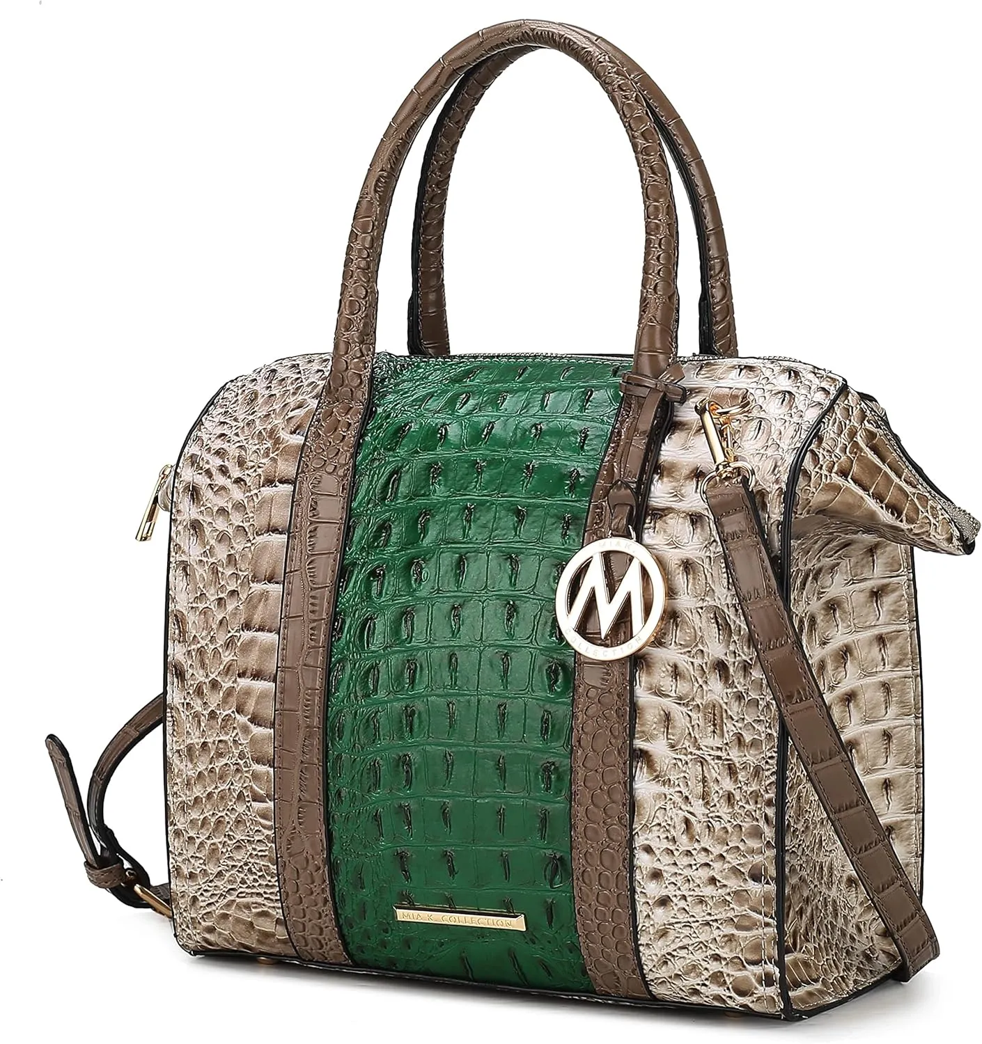 MKF Collection Satchel bag for Women, Crocodile-embossed Vegan Leather Top-Handle Crossbody Handbag Purse By Mia K