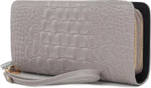 MKF Collection Wristlet Wallet for Women, Leather Crocodile Embossed Wristlet Strap with card slots Purse By Mia K