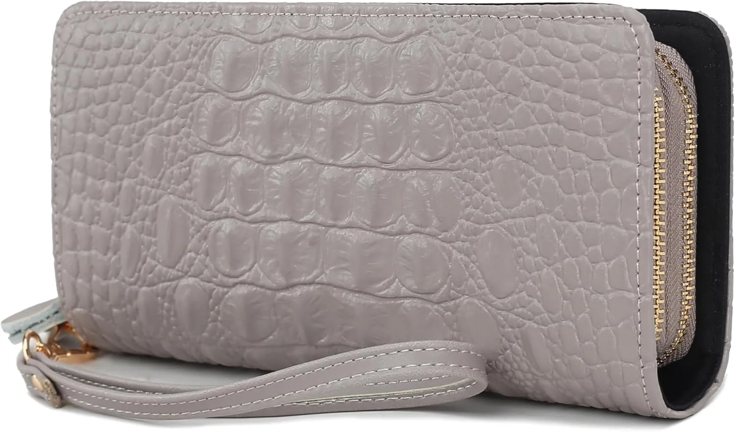 MKF Collection Wristlet Wallet for Women, Leather Crocodile Embossed Wristlet Strap with card slots Purse By Mia K