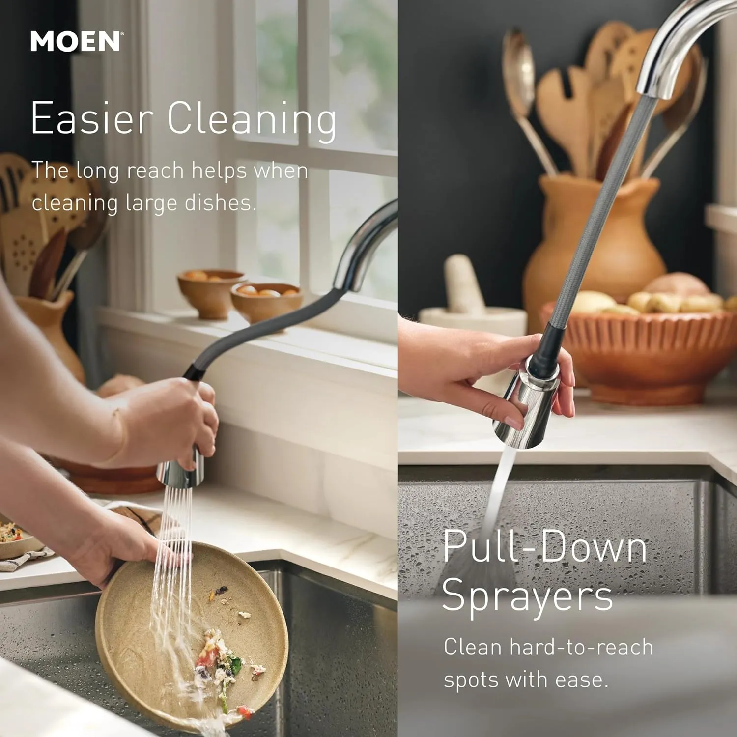 Moen Haelyn Matte Black Single-Handle Pull-Down Sprayer Kitchen Faucet Featuring Power Boost for a Faster Clean, Soap Dispenser Included, 87627BL