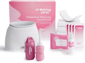 Mommy First® Postpartum Essentials Recovery Kit – Thinnest Perineal Ice Packs, Witch Hazel Healing Foam, Witch Hazel Liners, Upside Down Peri Bottle & Postpartum Underwear for Postpartum Recovery