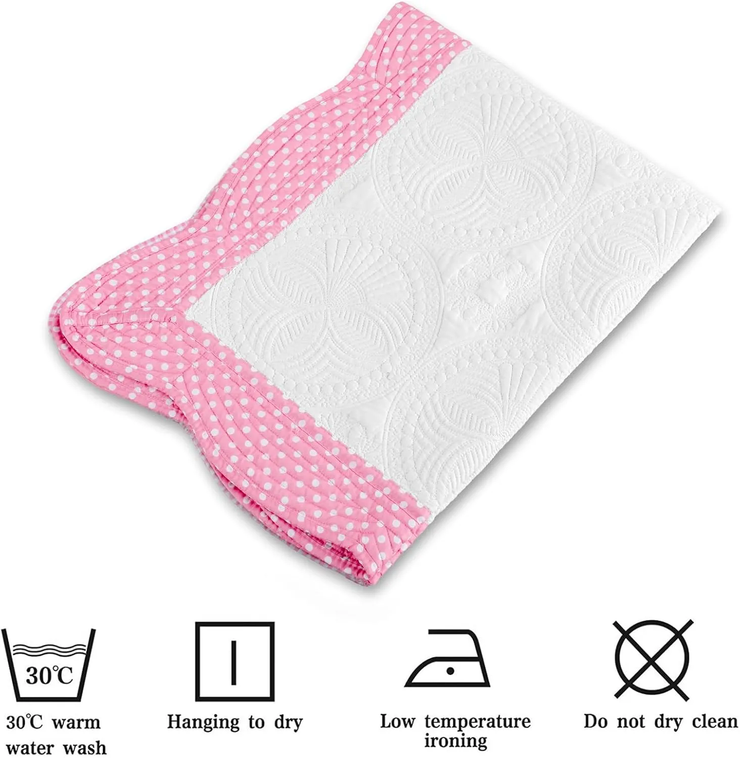 MONOBLANKS Baby Quilt Personlized Monogram Lightweight Embossed Scalloped Throw Blanket Four Seasons (Hot Pink Polka Dots)
