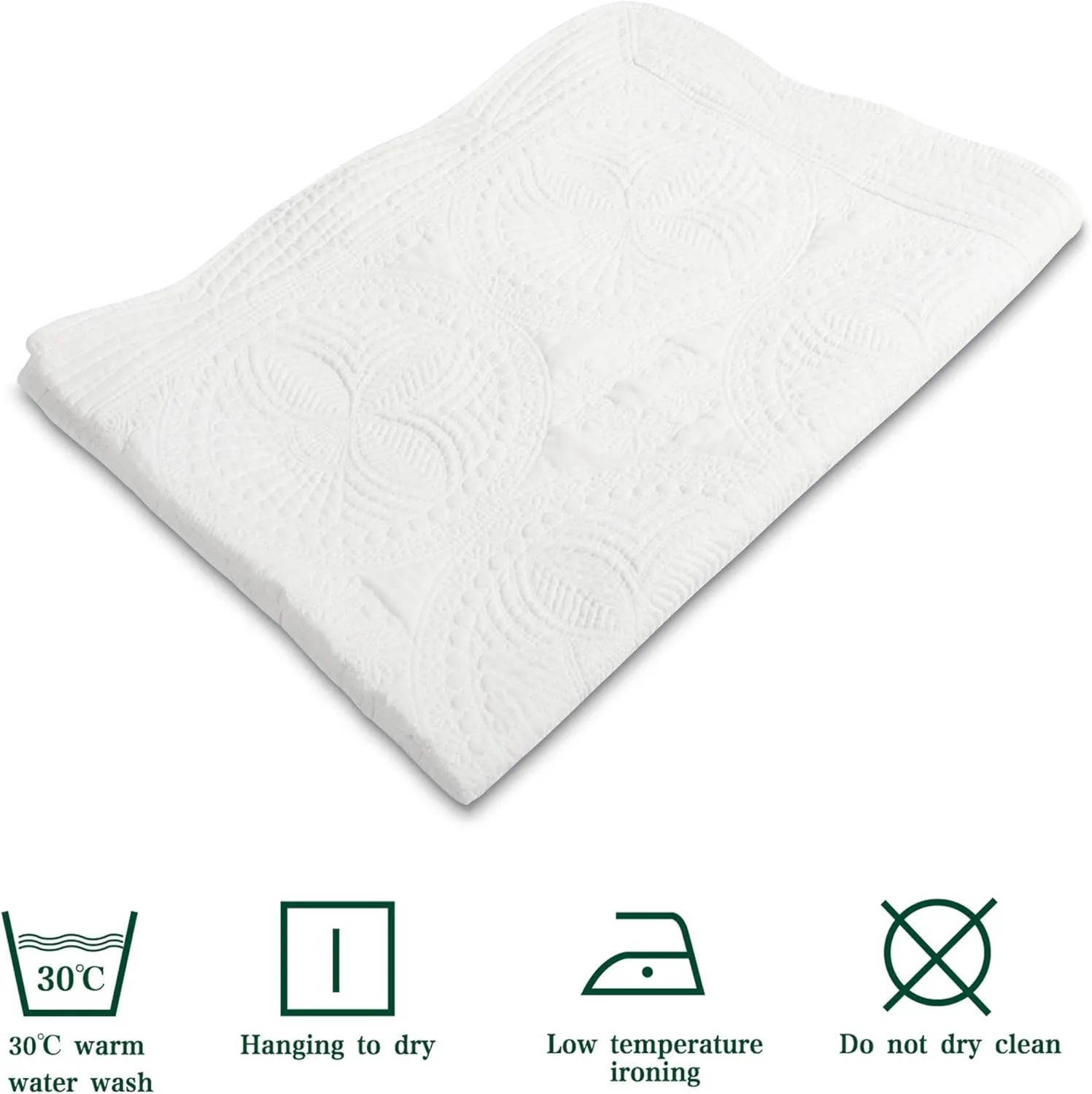 MONOBLANKS Baby Quilt Personlized Monogram Lightweight Embossed Scalloped Throw Blanket Four Seasons (White)