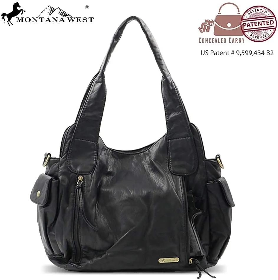 Montana West Washed Leather Hobo Bags for Women Roomy Handbags with Crossbody Strap